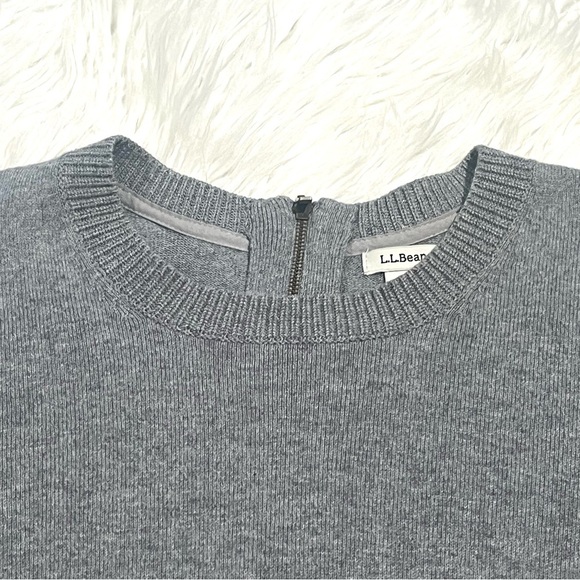 L.L. BeanCotton Cashmere Blend Crew Neck  Back Zip Sweater in Gray Women’s - Picture 8 of 13